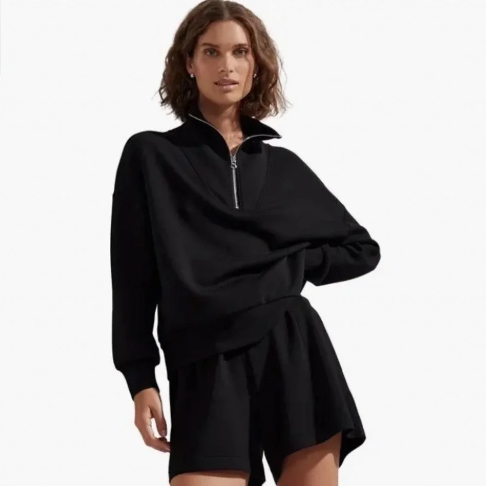 Varley Hawley DoubleSoft Half Zip Pullover Sweatshirt Black XL - Picture 4 of 11